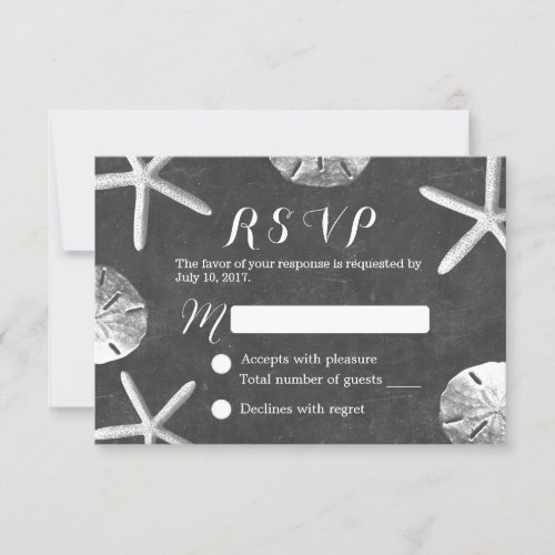 Rustic Chalkboard Beach Wedding RSVP