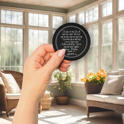 Rustic Chalkboard Bible Verse Christian Typography Classic Round Sticker