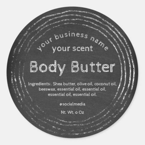 Rustic chalkboard body butter classic round sticker