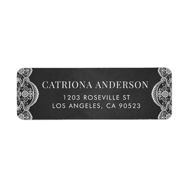 Rustic Chalkboard Botanical Brocade Lace Wedding Label (Front)