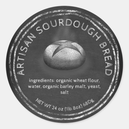 Rustic chalkboard bread baker with ingredients classic round sticker