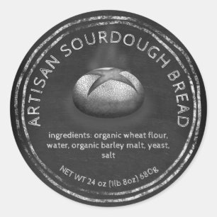 Rustic chalkboard bread baker with ingredients classic round sticker