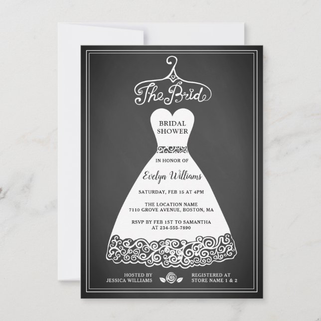 Rustic Chalkboard Bridal Shower Invitation Card (Front)