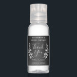 Rustic chalkboard bridal shower thank you favor hand sanitizer<br><div class="desc">A rustic bridal shower or couples shower thank you favor hand sanitizer featuring hand drawn white laurel branches on a back chalkboard background and editable thank you message. Perfect for use on favor and as a thank you to your guests. Hand out to your guests upon arrival to keep your...</div>
