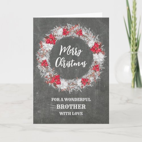 Rustic Chalkboard Brother Merry Christmas Card