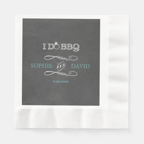 Rustic Chalkboard Burlap I DO BBQ Engagement Party Napkins