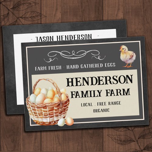 Rustic Chalkboard Chicken Eggs Farm Business Card