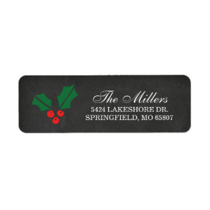 Rustic Chalkboard Christmas Holly Berry Label