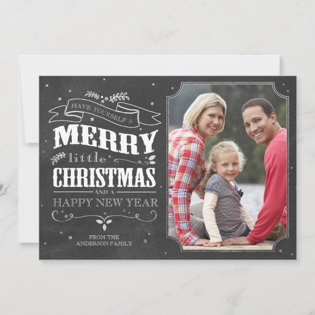 Rustic Chalkboard Christmas Photo Card (Front)