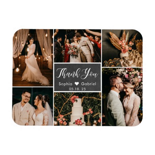 Rustic Chalkboard Collage Wedding Thank You Magnet