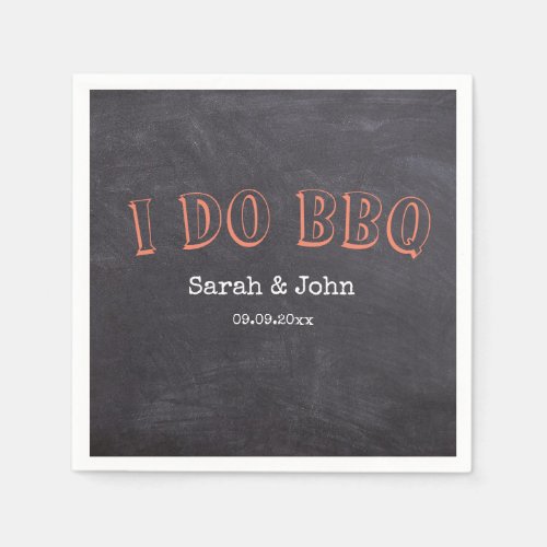 Rustic Chalkboard Country I Do BBQ Paper  Napkins