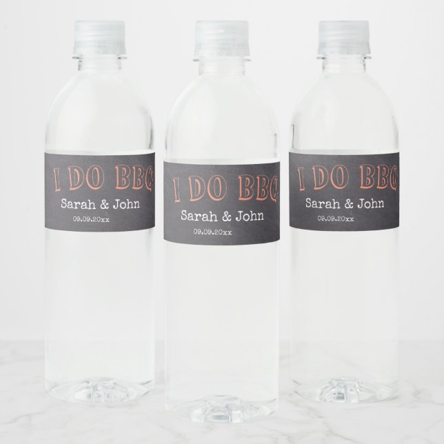 Rustic Chalkboard Country I Do BBQ  Water Bottle Label (Bottles)