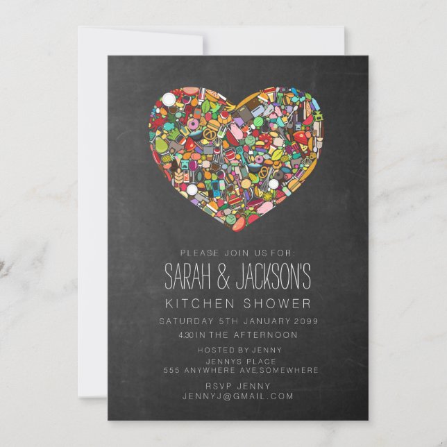 Rustic Chalkboard Couples Kitchen Shower Party Invitation (Front)