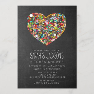 Rustic Chalkboard Couples Kitchen Shower Party Invitation