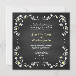 Rustic Chalkboard Daisy Wedding Invitations