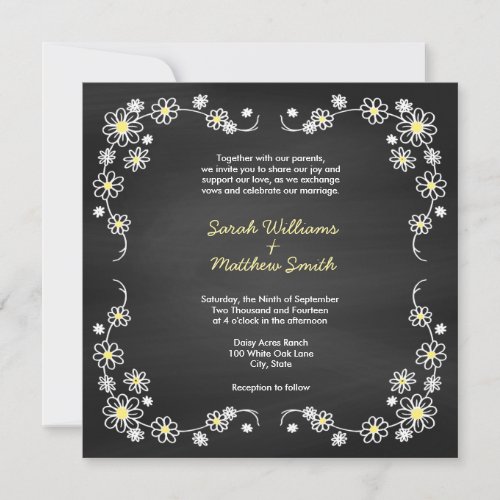 Rustic Chalkboard Daisy Wedding Invitations
