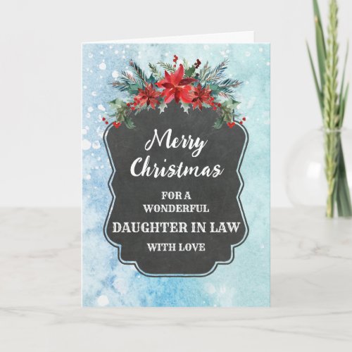 Rustic Chalkboard Daughter in Law Merry Christmas Card