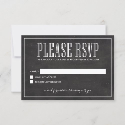 Rustic Chalkboard Eat Drink and be Married RSVP
