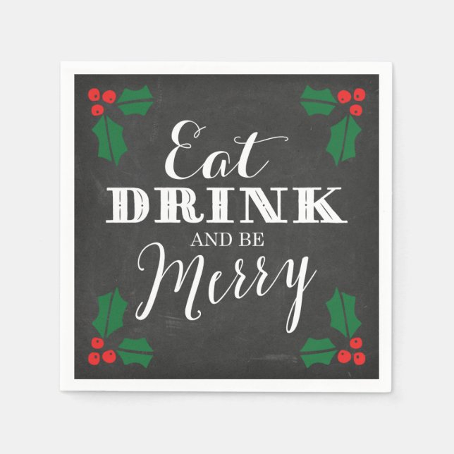 Rustic Chalkboard Eat Drink and Be Merry Napkins (Front)
