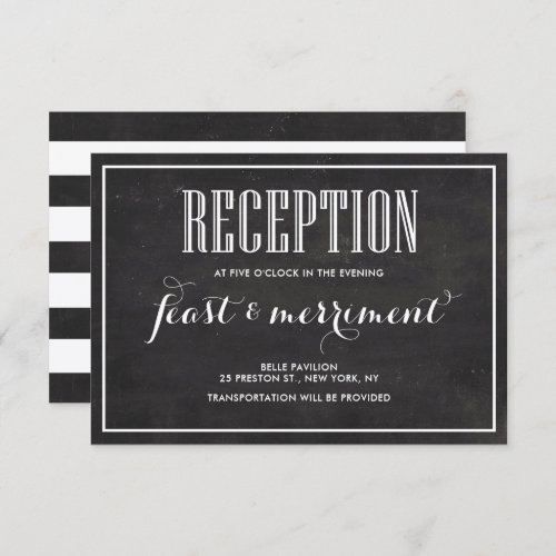 Rustic Chalkboard Eat Drink  be Married Reception Invitation