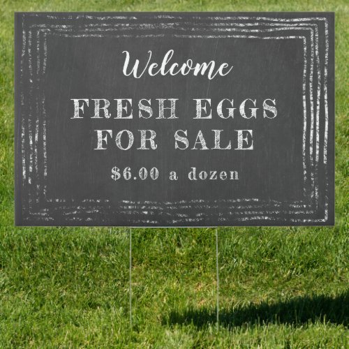 Rustic chalkboard eggs for sale sign