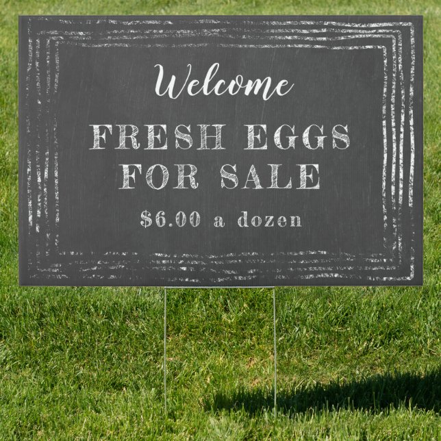 Rustic chalkboard eggs for sale sign (Insitu)