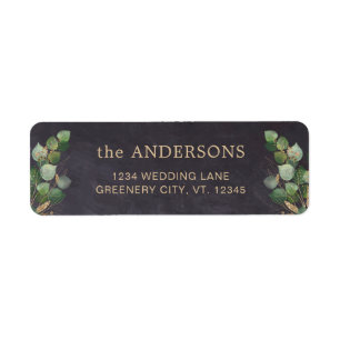 Rustic Chalkboard Eucalyptus Greenery Wedding Label