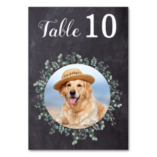 Rustic Chalkboard Eucalyptus Modern Photo Wedding Table Number