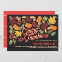 Rustic Chalkboard Fall Harvest Thanksgiving Party Invitation