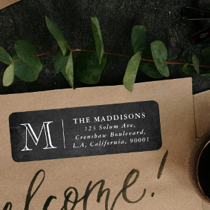 Rustic Chalkboard Family Monogram Return Address Label