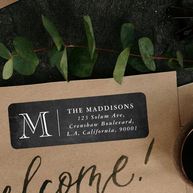 Rustic Chalkboard Family Monogram Return Address Label (Creator Uploaded)