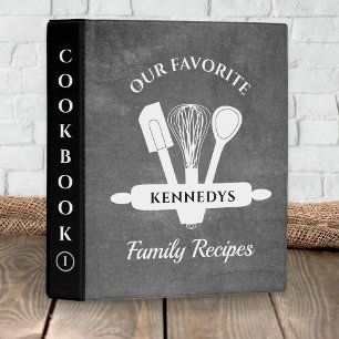 Rustic Chalkboard Family Name Recipe Cookbook Mini Binder