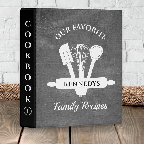 Rustic Chalkboard Family Name Recipe Cookbook   Mini Binder