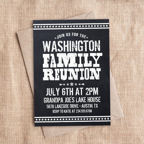 Rustic Chalkboard Family Reunion Invitations