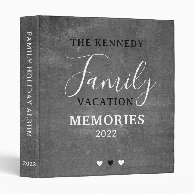 Rustic Chalkboard Family Vacation Keepsake Album 3 Ring Binder (Front/Spine)