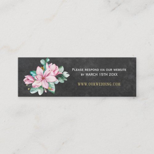 Rustic chalkboard floral pink wedding website RSVP Mini Business Card
