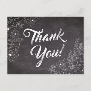 Rustic Chalkboard Floral Thank You Card