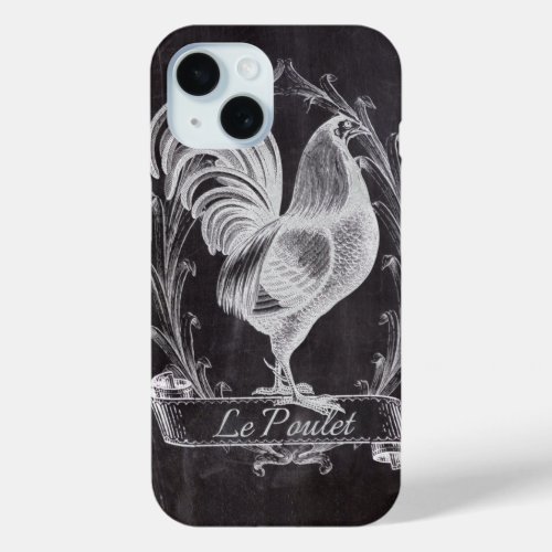 rustic chalkboard french country chicken rooster iPhone 15 case