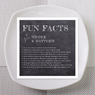 Rustic Chalkboard Fun Facts Wedding Napkins