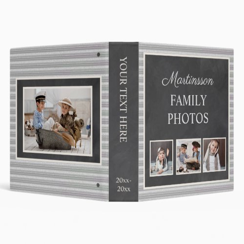 Rustic Chalkboard Galvanized Metal 4 Family Photos 3 Ring Binder