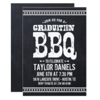 Rustic Chalkboard Graduation Party BBQ Invitation