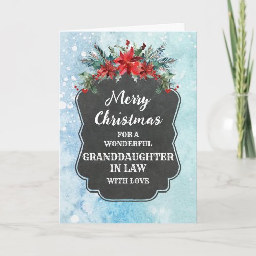 Rustic Chalkboard Granddaughter in Law Christmas Card