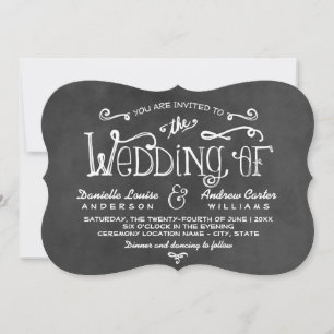 Rustic Chalkboard Hand Lettered Wedding Invitation