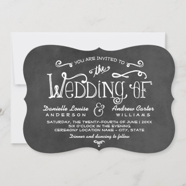 Rustic Chalkboard Hand Lettered Wedding Invitation (Front)