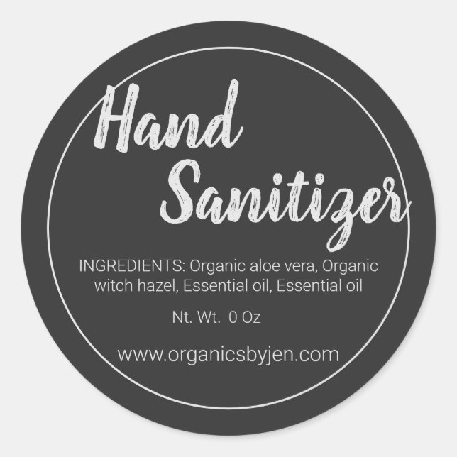 Rustic Chalkboard Hand Sanitizer Label (Front)