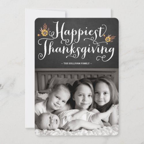 Rustic Chalkboard Happiest Thanksgiving Card