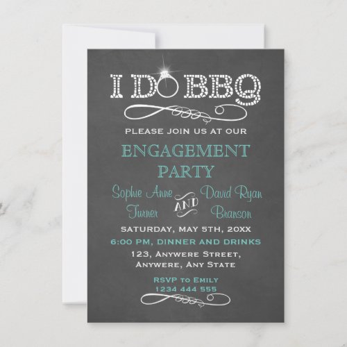 Rustic Chalkboard I DO BBQ Engagement Party Invite