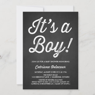 RUSTIC CHALKBOARD IT'S A BOY BABY SHOWER INVITE