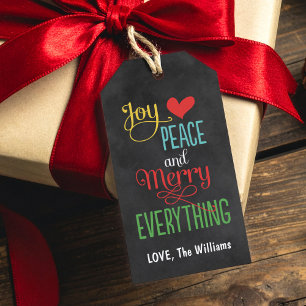 Rustic Chalkboard Joy Peace Merry Everything Gift Tags