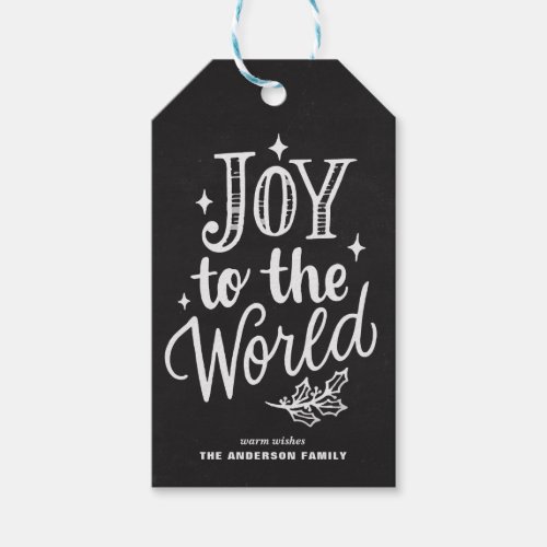 Rustic Chalkboard Joy To The World Christmas Carol Gift Tags